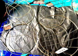 4 Gold Wire Metal Round Storage Baskets Plant Hand Towels Toiletry Organ... - $24.99