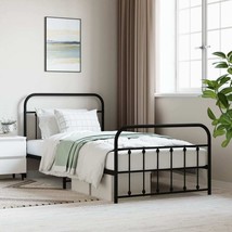 Bed Frame Black Powder-Coated Steel Single Bed Frame - $3,734.57 MXN