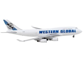 Boeing 747-400F Commercial Aircraft &quot;Western Global&quot; White with Blue Tail Strip - £65.08 GBP
