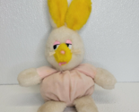 VINTAGE 1983 WELL MADE TOYS HAPPINESS AID BEAN PLUSH BUNNY PINK WHITE YE... - $9.64