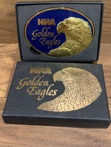 NRA Golden Eagles Belt Buckle, Blue Enamel NRA  3.5” x 2.5&quot; With Box - £11.22 GBP