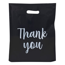 Plastic Retail Bags - 100Pk Black Merchandise Bags 12X15In Thank You Bags - £31.12 GBP