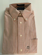 Stafford Essentails Oxford Long Sleeve  Shirt  14 32-33  Peach &amp; Blue St... - £11.89 GBP