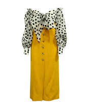 Carolina Herrera Off Shoulder Polka Dot Dress In Silk Women Yellow Size 2 - £651.13 GBP