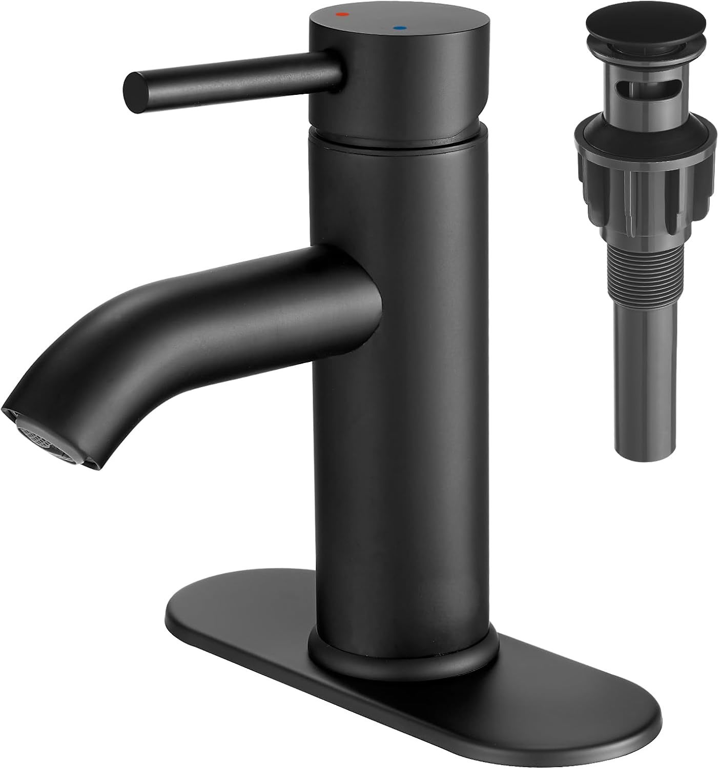 Black Bathroom Sink Faucet Single Handle Basin Mixer Tap With Deck Plate... - $45.97