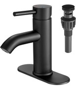 Black Bathroom Sink Faucet Single Handle Basin Mixer Tap With Deck Plate... - $45.97
