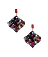 New Acetate Rhinestone Square Dangle Earrings - $191.30 MXN