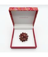 Vintage Charter Club Gift Wrap Ribbon Bow Red Crystal Gold Brooch Pin Gi... - $35.00