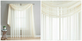 16&quot; Long Sheer Curtain Valance Window / Scarf Great Value - Ivory - P02 - £23.43 GBP