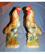 Pair of Vintage Wales Brand Chicken-Rooster Figurines-Made in Japan - $29.57