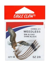 Eagle Claw Weedless Fishing Hooks. Size 2/0, Pack of 4, 449WA-2/0 - £4.68 GBP