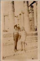 Two Sexy Women Mini Dress At Temple of Poseiden Greece RPPC To Mass Postcard A24 - $29.95