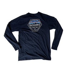 Patagonia T Shirt  Tee Mens Back Logo Long Sleeve Size M Blue - $19.79