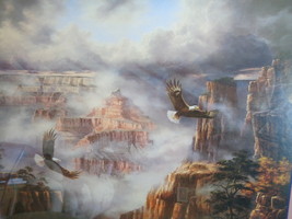 Home Interiors Homco Soaring Eagles Over Canyons Picture Clouds Reichardt - £78.62 GBP