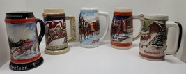 5 Vtg Budweiser Christmas Clydesdale Horse Ceramic Beer Stein Mug Lot 1992-2008 - £19.32 GBP