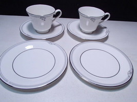 Royal Doulton Andante 6 Piece Snack Set ~~  2 cups &amp; saucer &amp; 2 B&amp;B plts - $12.99
