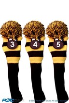 Black Gold Hybrid Golf Headcovers New 3 piece 3 4 5 Knit Rescue club Head cover - £32.15 GBP