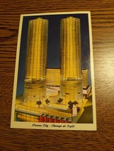 Marina City - Chicago at Night Vintage Postcard approx. 1950&#39;s - $9.46