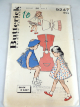 Vintage Butterick 9247 Child&#39;s Dress Apron and Hat Quick n easy Part cut - $7.91