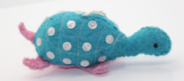 Blue And Pink Button Detail Felt Turtle Ornament 6.5" - $9.87