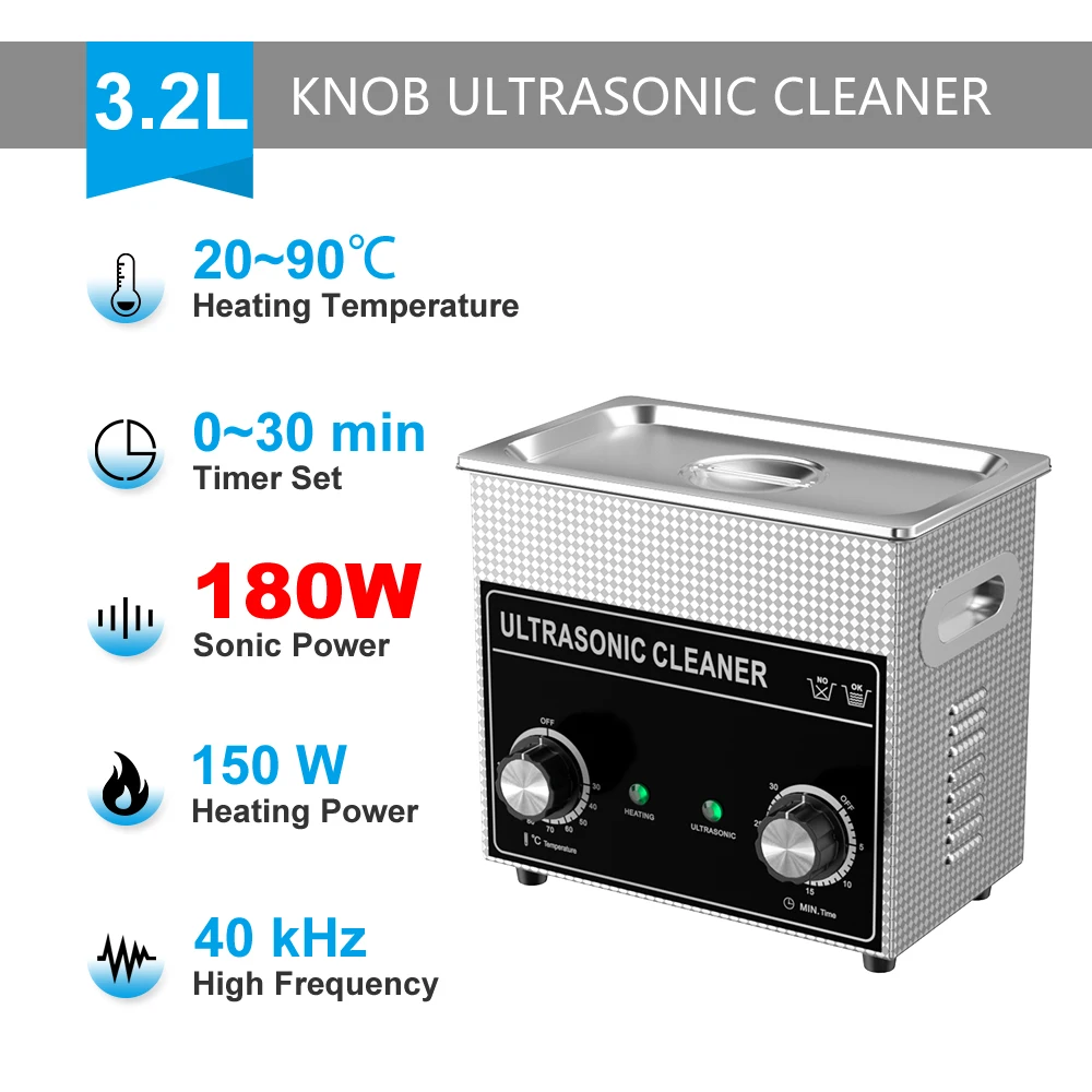 3.2L 120W/180W Ultrasonic Cleaner With Stainless Steel Cleaning Basket P... - $122.68+