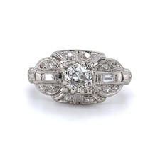 Platinum Vintage Genuine Natural Diamond Ring 1/2cttw Jewelry (#J5452) - £1,324.88 GBP