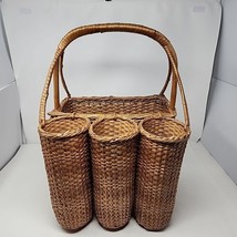 Large French-Style Wine &amp; Cheese Picnic Basket Vintage 3 Bottle Capacity Wicker  - £33.52 GBP