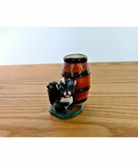 Skunk and Barrel Porcelain Figurine Anthropomorphic Blue Eyes Vintage Fi... - $380.79 MXN