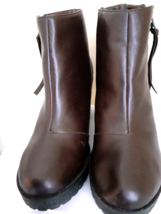 Ladies Dark Brown Casual Mid Block Heel Chelsea Smart Zip Ankle Boots Sz7 - £4.71 GBP