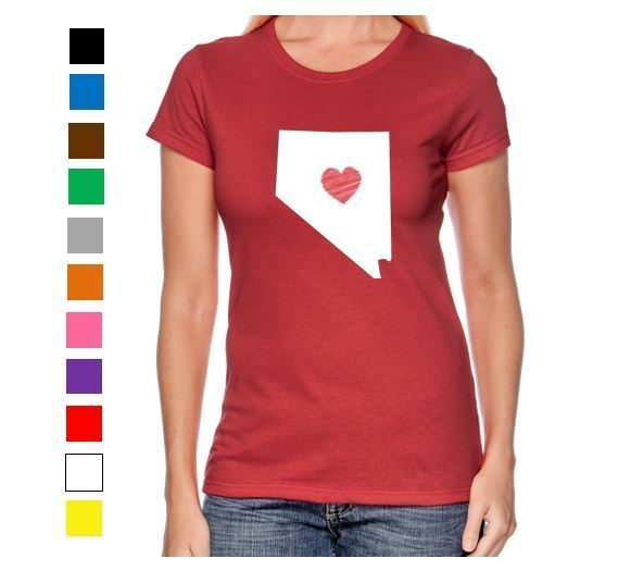 Nevada Shirt Ladies Womens Love Home Heart Shirt Funny Humor State Apparel - $12.59 - $14.50