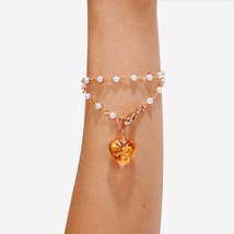 Handmade Czech Glass Beads Crystal Bracelet - Passion&#39;s Pink Heart - £38.52 GBP