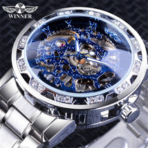 Winner Watch Men&#39;s Fashion Casual Classic Popular Hollow Rhinestone Manual Mecha - £35.89 GBP