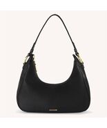Ava Half-Moon Vegan Leather Shoulder Bag in Black - $57.42