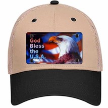 God Bless USA Eagle Novelty Khaki Mesh License Plate Hat - £23.29 GBP