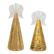 Angel (Set of 2) 6.75&quot;H, 8&quot;H Glass 3 LR44 Batteries, Not Included - £31.67 GBP