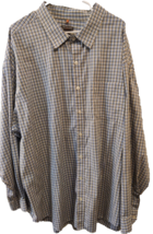 Men&#39;s Van Heusen Traveler Blue Plaid Button Down Long Sleeve Shirt Size 4XL-Big - £13.06 GBP