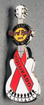 2010 Hard Rock Cafe AIDS Walk Colorado Pin White Guitar w/ Red Ribbon LE... - £11.00 GBP