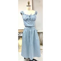 NWT Monteau Los Angeles 2 Piece Blue Gingham Cottagecore Picnic Co Ord S... - $37.95