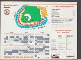 1985 Boston Red Sox Schedule Fenway Park Seating Plan Price Chart 8x10  - £1.56 GBP