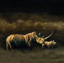 Rhino single coaster - Karen Lawrence Rowe Otoro &amp; Calf Artwork with HELPING RHI - £2.56 GBP