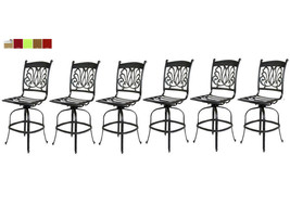 Outdoor Bar Stools Set of 6 Swivels Seat Cast Aluminum Patio Furniture Sunbrella - £2,683.39 GBP