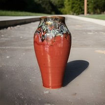 Vintage Red Drip Glazed Urn Style Pottery Vase - $435.82 MXN