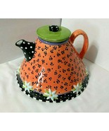 VERY MARY TEAPOT Vtg ME Ink 1998 Engelbreit Bell Bottom Daisy Dots Peach... - $93.55