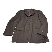 Andrew Fezza Blazer Jacket Men 42R Gray Striped Wool Notch Lapel Single Breasted - £42.42 GBP