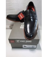STACY ADAMS Men's Marlowe Penny Loafer Black Leather 10.5 Wide Red Zone Insole