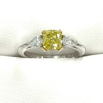 3 Pierre GIA 1.41 Carats Déguisement Intense Jaune Fiançailles Diamant Bague 18k - £3,591.86 GBP