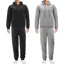 Men&#39;s Pull Over Fleece Gym Athletic Jogging Sweat Suit 2 Piece Set Slim Fit - £24.01 GBP