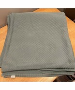 LL BEAN Vtg Matelasse Honeycomb Bedspread FULL Green Cotton Heavy Blanke... - $79.19