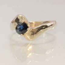 African Blue Sapphire Handmade Sterling Silver Ladies Solitaire Ring size 6.5 - £44.33 GBP