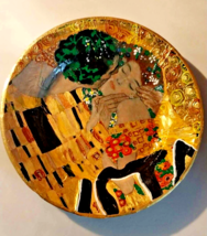 Handmade Hand Painted Ceramic Decorative Plate &quot; The Kiss by Gustav Klimt &quot; - £31.72 GBP